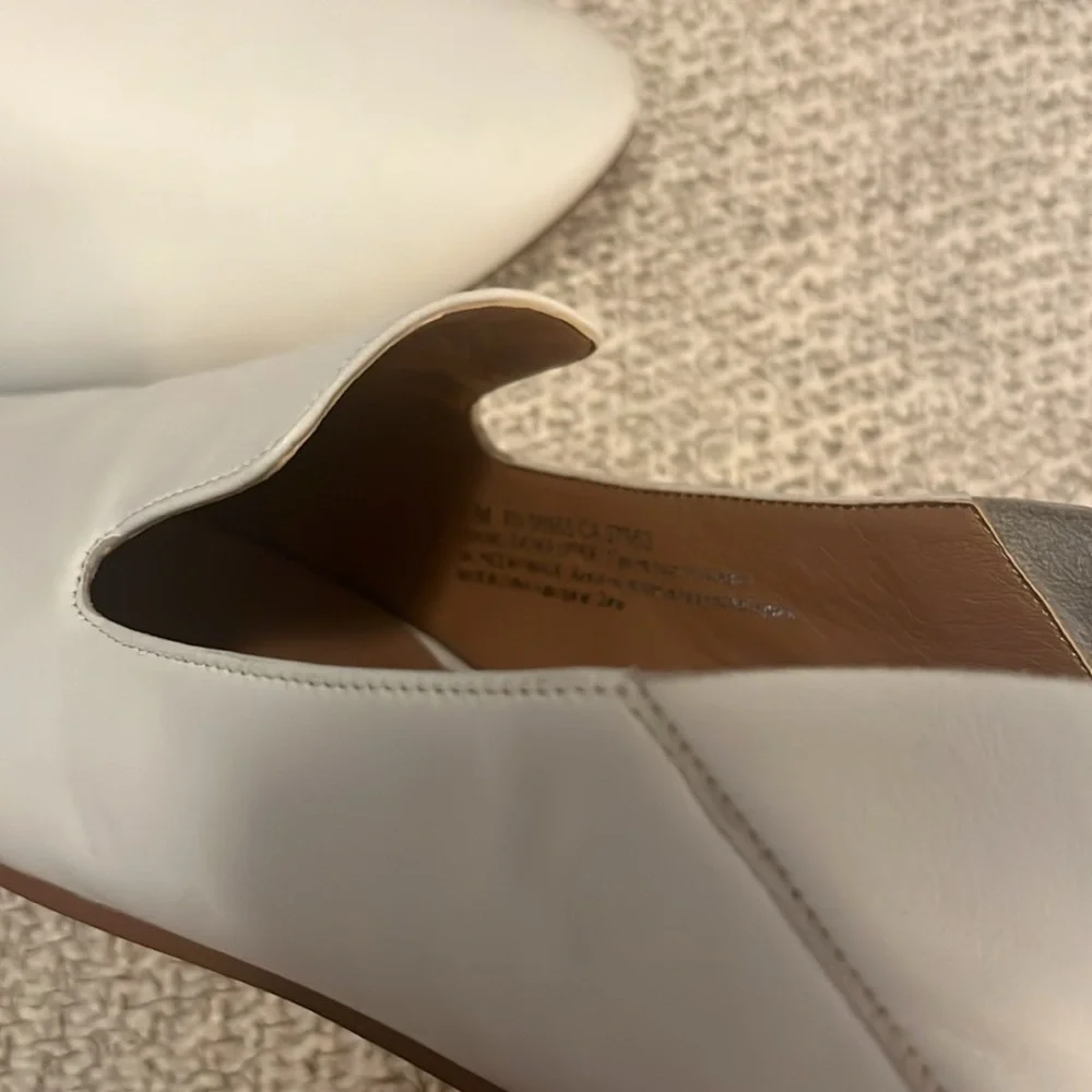 Halogen Women’s White Leather Sylvia Convertible Mule Flat Slip On Loafers 9.5